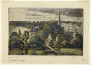 Iglesia y Granja en Éragny de Camille Pissarro