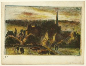 Iglesia y granja de Éragny de Camille Pissarro