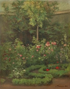 Un jardín de rosas. 1862 de Camille Jacob Pissarro