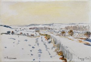 Eragny bajo la nieve de Camille Pissarro