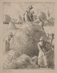 Los henificadores de Eragny, c.1896 (litografía) de Camille Pissarro