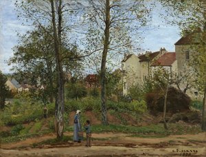 Casas en Bougival (otoño) de Camille Pissarro