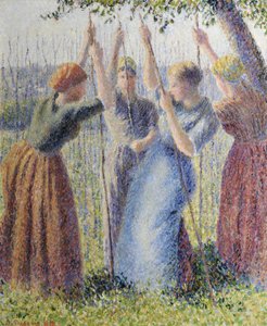 Campesinas plantando rammes de Camille Pissarro