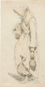 Campesina (anverso); Niño con caña de pescar (reverso) de Camille Pissarro