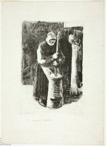 Campesina batiendo leche de Camille Pissarro