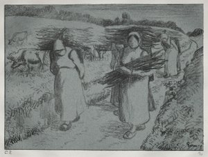 Campesinos llevando leña