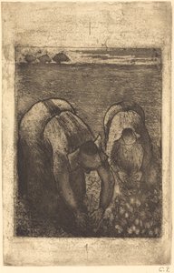 Campesinos en un campo de frijoles de Camille Pissarro