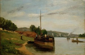 Barcazas en el Sena de Camille Jacob Pissarro