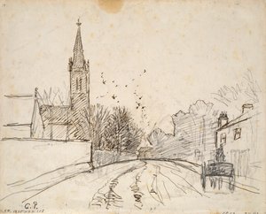 Estudio de Upper Norwood, Londres, con la Iglesia de Todos los Santos de Camille Pissarro