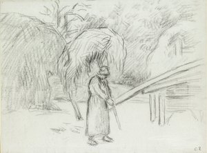 Estudio de una campesina cargando heno en el patio de la granja en Foucault, c. 1875