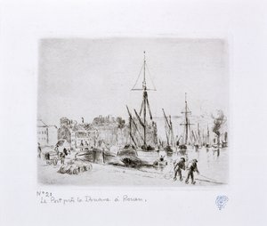 El puerto cerca de la aduana en Rouen de Camille Jacob Pissarro