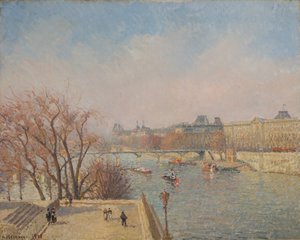 el louvre, mañana, luz del sol de Camille Pissarro