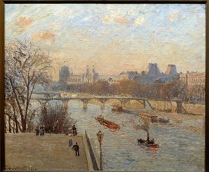 El Louvre y el Pont des Arts en París de Camille Jacob Pissarro