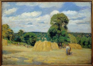 La cosecha en Montfoucault en Mayenne. Pintura de Camille Pissarro (1830-1903) 1876. París, museo de Orsay de Camille Jacob Pissarro