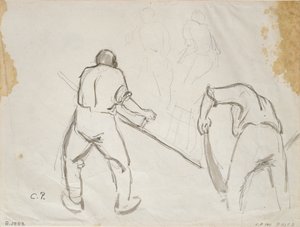 Tres estudios de un cosechador masculino