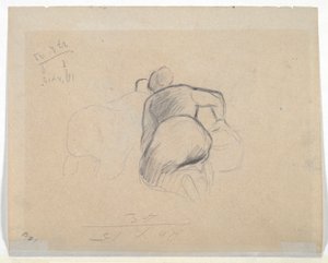 mujer arrodillada (anverso); Dos campesinas arrodilladas (verso)