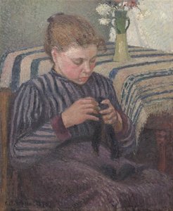 Mujer remendando de Camille Pissarro