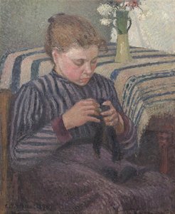 Mujer remendando de Camille Pissarro