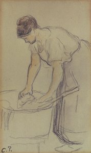 Mujer Lavando Ropa de Camille Pissarro