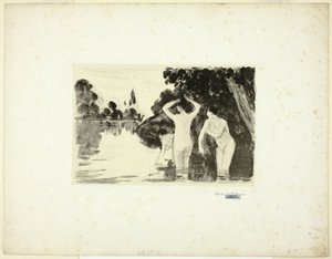 Mujeres Bañándose: Día de Camille Pissarro