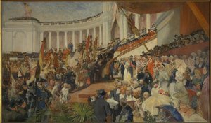 Celebración patriótica del cincuentenario de la independencia belga de Camille Van Camp
