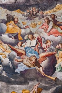 Ángeles tocando música, detalle del Juicio Final (fresco) de Camillo Procaccini