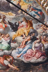 Ángeles tocando música, detalle del Juicio Final (fresco) de Camillo Procaccini