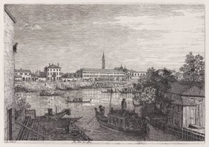 Ale Porte del Dolo (En las esclusas de Dolo), de la serie Vedute (Vistas) de Canaletto (Giovanni Antonio Canal)