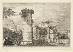 Paisaje con monumentos en ruinas, de la serie Vedute (Vistas) de Canaletto (Giovanni Antonio Canal)