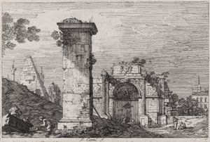 Paisaje con monumentos en ruinas, de la serie Vedute (Vistas) de Canaletto (Giovanni Antonio Canal)