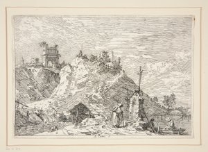 Paisaje con el Peregrino en Oración, de la serie Vedute (Vistas) de Canaletto (Giovanni Antonio Canal)