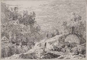 Paisaje de montaña con cinco puentes, de la serie Vedute (Vistas)