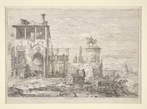 El Monumento Ecuestre, de la serie Vedute (Vistas) de Canaletto (Giovanni Antonio Canal)