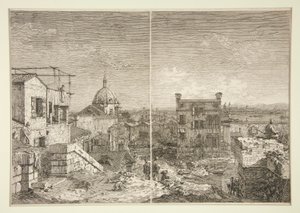 La casa de la inscripción [y] La casa del perstilo, de la serie Vedute (Vistas) de Canaletto (Giovanni Antonio Canal)