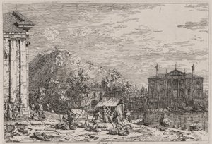 El mercado de Dolo, de la serie Vedute (Vistas) de Canaletto (Giovanni Antonio Canal)
