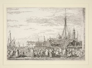 El Mercado del Molo, de la serie Vedute (Vistas) de Canaletto (Giovanni Antonio Canal)