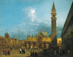 Canaletto - Plaza de San Marcos mirando al este hacia la Basílica y el Campanile c.1723-4 de Canaletto