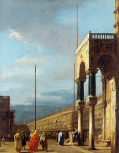Canaletto - La plaza mirando al noroeste con el nártex de San Marcos c.1723-24