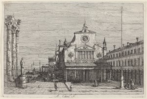 Vista imaginaria de S. Giacomo di Rialto, c. 1735-1746 de Canaletto