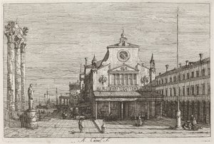 Vista Imaginaria de S. Giacomo di Rialto de Canaletto