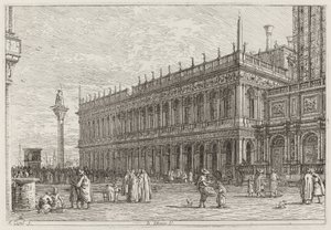 La librería. V. [arriba a la izquierda], en o antes de 1742 de Canaletto