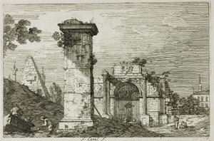 Paisaje con monumentos en ruinas, de Vedute de Canaletto