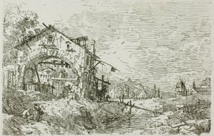 Paisaje con una mujer en un pozo, de Vedute de Canaletto
