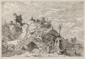 Paisaje con el peregrino en oración de Canaletto