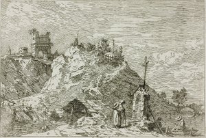 Paisaje con el peregrino en oración, de Vedute de Canaletto