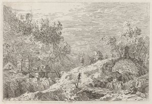 Paisaje montañoso con cinco puentes, c. 1735-1746