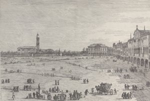 Prà della Valle: la mitad derecha de la plaza de Prà della Valle en Padua, con el Col..., 1735-46 de Canaletto