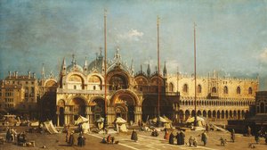 San Marco y el Palacio Ducal, Venecia, desde la Piazza San Marco, c.1740s de Giovanni Antonio Canal