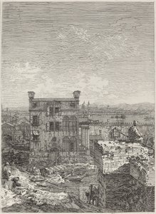 La casa con el peristilo (derecha) de Canaletto