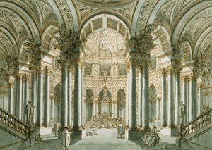 El Interior de una Iglesia, con Figuras en Oración